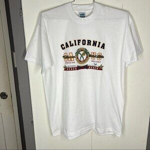 California Reach for the Beach Vintage White Single Stitch Tee Size Xl